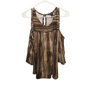 Robert Louis Women's Brown Bell Sleeve Cold Shoulder Top Size Small NWT RN87348